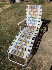 Cadeira de praia vintage dobrável de alumínio com teia chaise gramado lounge piscina tecido, usado comprar usado  Enviando para Brazil