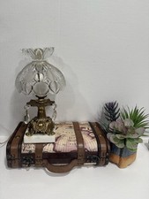 Abajur de mesa vintage Liberty sombra fosco 2 gotas cristais base de mármore 10"feito nos EUA, usado comprar usado  Enviando para Brazil