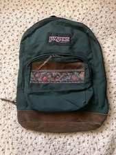 Usado, Mochila de couro camurça vintage Jansport pacote de dia floral tapeçaria verde 1992 comprar usado  Enviando para Brazil