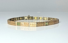 Pulseira de pedra verde ouro amarelo 10k antiga Art Deco gravada painel link comprar usado  Enviando para Brazil