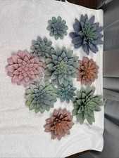 Decoração de parede suculenta de metal 3D flores suculentas realistas tons de verde e rosa, usado comprar usado  Enviando para Brazil
