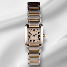 Cartier Tank Francaise 20mm relógio de quartzo feminino ouro 18k e aço mostrador branco 2384 comprar usado  Enviando para Brazil