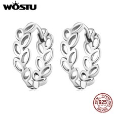 Brincos de prata esterlina 925 com fivela de orelha folha oca natural planta da moda Wostu  comprar usado  Enviando para Brazil