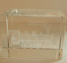 Peso de papel para locomotiva de trem de vidro transparente 3D gravado a laser comprar usado  Enviando para Brazil