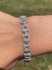 Pulseira de tênis redonda simulada de diamante formato quadrado prata esterlina 925 6,40 quilates comprar usado  Enviando para Brazil