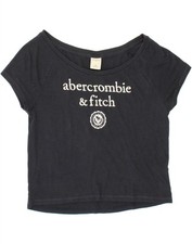 Camiseta feminina ABERCROMBIE & FITCH crop graphic Reino Unido 18 GG azul marinho CI60 comprar usado  Enviando para Brazil
