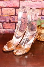 Sandalias De Tacón De Cuero Marrón Vintage Originales De Los Años 70 Talla 37 comprar usado  Enviando para Brazil