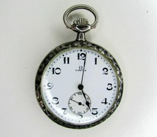 ANTIGO RELÓGIO DE BOLSO OMEGA PRATA ESTERLINA ART NOUVEAU FUNCIONANDO MOTIVO GIRASSOL, usado comprar usado  Enviando para Brazil