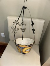 Autêntico plantador mexicano Talavera pendurado amarelo - vintage 10” x 9” metal Hangr, usado comprar usado  Enviando para Brazil
