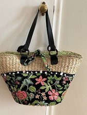 Vera Bradley Bolsa de Praia de Palha Tote Acabamento Concha Grande Tecido - Fecho de Gravata Forrado comprar usado  Enviando para Brazil