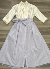 Vestido Midi Teri John Feminino Tafetá Cintura Amarrada Gola Roxo Branco - Tamanho 16, usado comprar usado  Enviando para Brazil