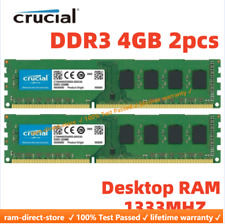 Usado, Memória RAM 8G 4G desktop CRUCIAL DDR3 1333 MHz 8GB 2 x 4GB PC3-10600 240 pinos DIMM comprar usado  Enviando para Brazil