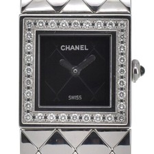 Relógio feminino CHANEL Matrasse H0489 bisel diamante mostrador preto quartzo C#138867 comprar usado  Enviando para Brazil