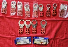 Lote de 13 travas de segurança Master Lock originais do fabricante, 417, MS86 trava hasps., usado comprar usado  Enviando para Brazil