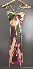 Vestido VOOM by Joy Han 100% seda gaiola trançado tiras dourado estampa múltipla tamanho pequeno comprar usado  Enviando para Brazil