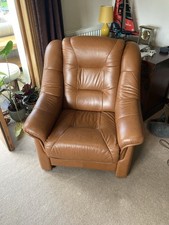 Leather suite tan for sale  ALLOA