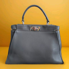 Bolsa de ombro Fendi Peekaboo couro cinza bolsa tote alça superior 8BN290 comprar usado  Enviando para Brazil
