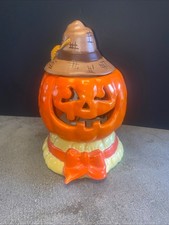 Usado, Antiga caixa de música Halloween Jack-o’-lantern abóbora movimento cerâmica bruxa bomba fantasma comprar usado  Enviando para Brazil