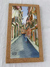 Lisboa Portugal Alfama Antiga Azulejo Cerâmico Pintado à Mão Cena de Rua Pendurado na Parede, usado comprar usado  Enviando para Brazil