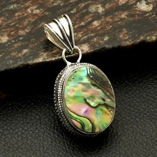 Pingente de pedra preciosa Abalone feito à mão design antigo joia 1,8" AP-66249 comprar usado  Enviando para Brazil