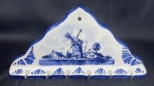 Antigo DELFT Holanda Azul Branco Moinho de Vento Pendurado 6 Colheres Suporte de Exibição Rack 7,5” comprar usado  Enviando para Brazil