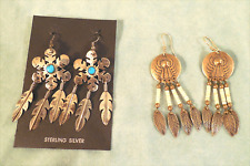 brass earrings feather for sale  Branford