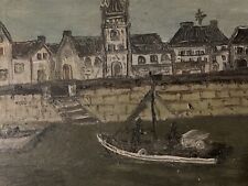 Pintura muito bonita 1950 óleo sobre painel barco de pesca oceânica pescador Bretanha comprar usado  Enviando para Brazil