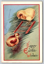 Cartão postal publicado Páscoa, filhotes, escada, feliz Páscoa, RI, selo verde comprar usado Cartão postal publicado Páscoa, filhotes, escada, feliz Páscoa, RI, selo verde comprar usado  Enviando para Brazil
