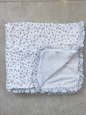 Cobertor de bebê azul bonito HTF Carter's floral margarida com acabamento listrado com babado FLAW comprar usado  Enviando para Brazil