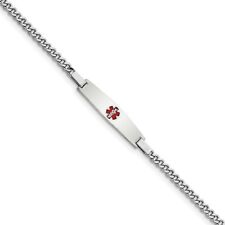 Pulsera Médica Infantil De Curb De 3Mm De Plata Esterlina Baño De Rodio .925 6" comprar usado  Enviando para Brazil
