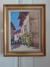 J. Kieny (20º) Óleo sobre Cartón "Pérouges Rue Of Weavers" 1968 Escuela Inglés segunda mano  Embacar hacia Mexico