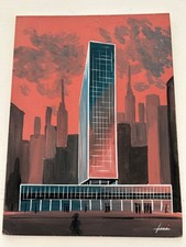 Arte arquitetônica da década de 1950, moderna de meados do século, edifício arranha-céu, original comprar usado  Enviando para Brazil