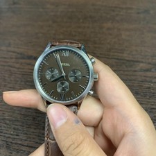 Usado, Relógio cronógrafo Fossil masculino pulseira de couro marrom aço inoxidável BQ2719 5ATM comprar usado  Enviando para Brazil