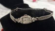 Relógio feminino vintage Gruen ouro branco 14K e diamante funcionando comprar usado  Enviando para Brazil