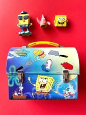 2001 Nickelodeon BOB ESPONJA CALÇA QUADRADA cúpula CAIXA DE ALMOÇO com 3 figuras achado RARO😮 comprar usado  Enviando para Brazil