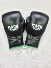 Luvas de boxe profissionais MASH tipo cadarço luvas de sparring pretas 8 oz-16 oz, usado comprar usado  Enviando para Brazil