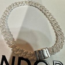 Pulseira de elos cubanos cintilante pavê atemporal genuína PANDORA tamanho 20cm, usado comprar usado  Enviando para Brazil