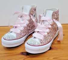 Tênis de cano alto personalizado strass Bling Converse Chuck Taylor All Star rosa 3 comprar usado  Enviando para Brazil