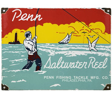 Usado, VINTAGE PENN REELS PLACA DE PORCELANA VARA DE PESCA COM MOSCA EQUIPAMENTO YO ZURI RAPALA GASÓLEO comprar usado  Enviando para Brazil