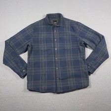 Jaqueta Camisa Vuori Coastside Masculina Média Botão para Baixo Azul Xadrez Forrada de Lã, usado comprar usado  Enviando para Brazil