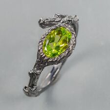 Anel de prata esterlina 925 estilo vintage feito à mão peridoto natural / RVS411 comprar usado  Enviando para Brazil
