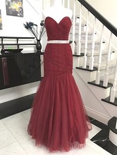 Vestido de casamento sexy sereia sem alças vinho longo formatura concurso 12 em estoque comprar usado  Enviando para Brazil