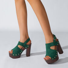 Sandálias femininas salto alto robusto plataforma peep toe alça fivela sapatos plataforma comprar usado  Enviando para Brazil
