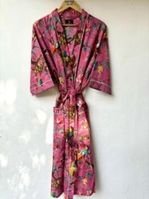 Usado, Roupões de algodão estampados rosa indiano quimono longo roupa de dormir roupões quimono noturno comprar usado  Enviando para Brazil