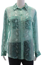 Camisa para mujer Equipment manga larga seda con botones estampado de serpiente talla XS segunda mano  Embacar hacia Mexico