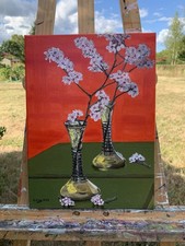 Pintura Original,Naturaleza Muerta,Jarrón,Flores Devant Un Espejo, Óleo Lona, usado comprar usado  Enviando para Brazil
