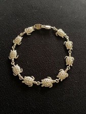 Pulseira de prata esterlina 925 TARTARTARUGAS vida marinha lindamente detalhada 7” de comprimento comprar usado  Enviando para Brazil