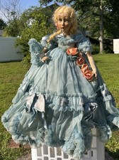Vestido boudoir antigo estilo década de 1930 Lenci flor de feltro Cinderela boneca com etiqueta comprar usado  Enviando para Brazil