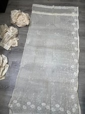 Lote de 4 cortinas vintage de renda malha antiga ecru floral painéis antigos marfim têxtil comprar usado  Enviando para Brazil