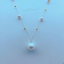 Deslumbrante 18" AAA+ Mar do Sul COLAR DE PÉROLAS BRANCAS NATURAIS 14K comprar usado  Enviando para Brazil